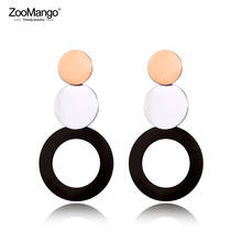 ZooMango Hyperbole Stainless Steel Black/Rose Gold Color Combined Circle Stud Earrings Bohemia Creative Jewelry For Girl ZE19101 2024 - buy cheap