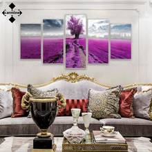 Pintura artística de lavanda púrpura sobre lienzo, carteles nórdicos en Hd, impresiones de imágenes modernas para la decoración del hogar del dormitorio y la sala de estar, 5 piezas 2024 - compra barato