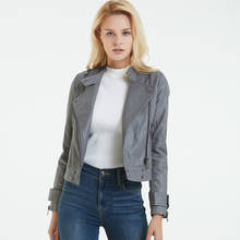 Women Jackets Spring Autumn New Arrival PU Leather Long Sleeve Short Slim Motorcycle Jacket Grey Moto Biker Coat Girl Streetwear 2024 - buy cheap