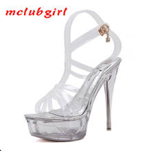 Mclubgirl-Sandalias con tacón de plataforma de aguja para mujer, zapatos femeninos de tacón de aguja, de estilo pasarela, estilo Pole, LFD 2024 - compra barato