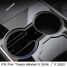 Accesorios de Interior soporte para vasos de agua, caja de almacenamiento con ranura para tarjeta de múltiples rejillas, Kit de cubierta para Tesla modelo 3 2018-2021/modelo Y 2021 2024 - compra barato