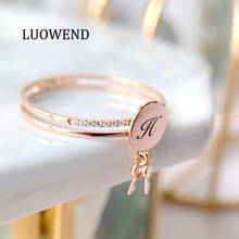 Luowend anel de casamento feminino, anel em ouro rosê com 18k, anel de diamante natural personalizado 2024 - compre barato