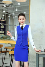 Novelty Blue Formal Professional Women Business Suits with 2 Piece Sets Tops and Skirt Office Work Wear Vest & Waistcoat Blazers 2024 - buy cheap