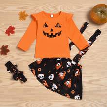 Disfraz de Halloween para niñas, vestido de tutú de calavera de calabaza de dibujos animados, traje de Cosplay para bebé recién nacido, falda de tirantes para niña, 3 uds. 2024 - compra barato