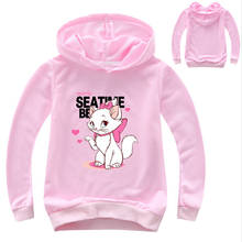 2-14years marie cat crianças roupas de manga longa hoodies para a menina aristocats gato moletom bonito bebê bombardeiro jaqueta camiseta 2024 - compre barato