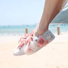 Cute Pink Flower Women's Sneakers Vulcanized Shoes Woman White Sneaker Ladies Trainers Casual Female Shoes Basket Femme 2024 - buy cheap