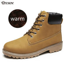 Botas de nieve impermeables para hombre, botines cálidos de felpa de piel, zapatillas antideslizantes con cordones para exteriores, zapatos informales de talla grande 46, Invierno 2024 - compra barato