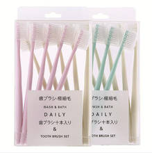 Carbón de bambú suave cepillo de dientes de cerdas de cepillo de dientes para viajes limpiador de lengua para niños y adultos de higiene Oral 2024 - compra barato