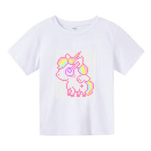 2021 Summer Fashion Unisex Unicorn T-shirt Children Boys Short Sleeves White Tees Baby Kids Cotton Tops For Girls Clothes 4-14T 2024 - buy cheap
