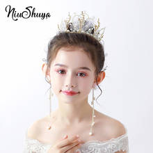 NiuShuya Handmade Tiara Hair Crown Kid Girl Bridalmaid Princess Prom Party Accessories Children Adjust Princess Prom Headpiece 2024 - buy cheap