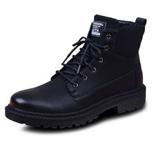 Botas de nieve cálidas para hombre, botines informales con cordones, de piel auténtica, color negro, para Otoño e Invierno 2024 - compra barato