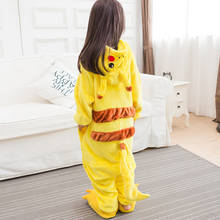 Kigurumi-Pijama amarillo con capucha para niños, viñetas de animales, manta, disfraz de bebé, ropa de dormir de una sola pieza para invierno 2024 - compra barato