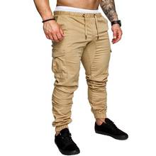Calça cargo masculina de cintura elástica, calça de moletom com muitos bolsos, para homens, hip hop, casual moda de rua, calça de corrida 2024 - compre barato