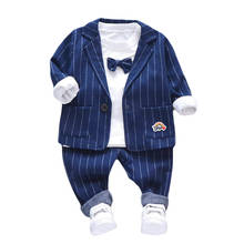 2019 spring Baby Boys Clothes Sets Gentleman Style Stripe Infant Coats+T Shirt+Pants High Quality Children Kids Suits1-4Y 2024 - buy cheap