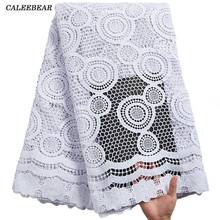 Pure White Water Soluble African Guipure Cord Lace Fabric With Stones Embroidery Nigerian Lace Materials For Wedding Dress S2314 2024 - buy cheap