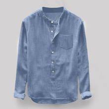 Men's Summer Shirt Linen Hemp Long Sleeve Streetwear Shirt With Pockets Harajuku Large Pullover Blouse 2021 Men Shirt Camisa 4# 2024 - buy cheap