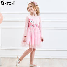 Dxton vestidos infantis de unicórnio para meninas, vestidos para crianças, vestido de princesa para meninas, inverno, fantasia de algodão para crianças 2024 - compre barato