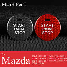Наклейка ManH FenT для кнопки включения и остановки двигателя автомобиля из настоящего углеродного волокна для Mazda CX3 CX4 CX5 CX8 MX5 AXELA ATENZA 2024 - купить недорого