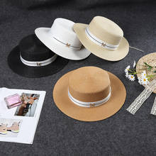 Sombreros de sol para mujer, sombrero de playa de paja de ala ancha grande, gorra de protección UV para mujer, sombrero de vestir plano con letras adornadas 2024 - compra barato