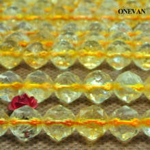 ONEVAN Natural Citrine Yellow Crystal Diamond Cutting Facted Beads Stone Diy Bracelet Necklace Jewelry Making Accessories Design 2024 - buy cheap