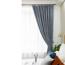 Nordic Metal Wind Curtain Blue Chenille Light Luxury Jacquard Curtains for Bedroom Living Room Bay Window Curtain Tulle Custom 2024 - buy cheap