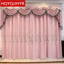 HQYQJJHYR High Quality Pink Pastoral Style Living Room Decoration Curtains Modern Luxury Embroidered Curtains For Bedroom Hotel 2024 - buy cheap