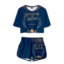 2021 New Arrival Shadow and Bone Women Two Piece Set Shorts+Crop Tops T-shirt Summer Hip hop Harajuku Street Clothes 2024 - buy cheap