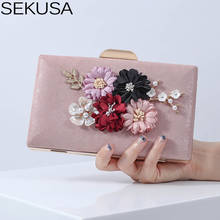 Flower Women Evening Bags Beaded Shell Handmade Style Day Clutch Handbags PU Female Purse 2024 - buy cheap