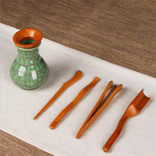 5Pcs/set Natural Wooden Teaware Tea Ceremony Utensils Set Bamboo Teaspoons Tea Needle Tea Tweezer Clip Strainer Tong Tube 2024 - buy cheap