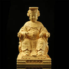 Chinese Lin Mo,Lin Moniang Wood Carving Mazu Sea Goddess Statue Car Decor Ma-Tsu Figurines 2024 - buy cheap