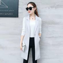 Spring Elegant Sleeveless Jacket Suit Vest Women Long Plus Size 3XL Slim Waistcoat Female Blazer Vest Black Gray DV513 2024 - buy cheap