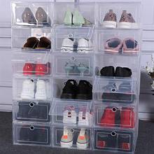 6 шт пластиковая обувь чехол утолщенной прозрачный ящик чехол Пластиковые обувные коробки Штабелируемая Коробка органайзер для обуви, коробка для обуви 2024 - купить недорого