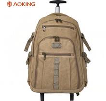 Men Cabin Rolling Luggage backpack with wheels Canvas Trolley bags Baggage wheeled backpack for men Carry On luggage suitcase 2024 - buy cheap