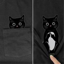Tessffel NewFashion Movie Animal Dog Cat Pocket T-shirt Funny Harajuku Men/Women Summer Casual Cotton Tee Short sleeve Shirts D3 2024 - compre barato