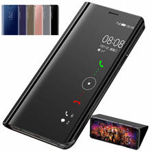 Espelho inteligente vista flip caso do telefone para oppo realme 3 5 6 pro xt x x2 c2 c3 a1k k3 x50 visão clara suporte de couro à prova de choque capa 2024 - compre barato