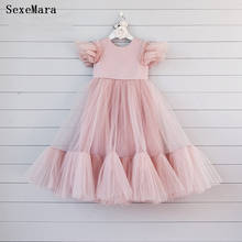 Puffy Layer Flower Girl Dresses Illusion Sleeves First Communion Dresses Tulle Ruffles Ball Gown Birthday Dress for Girls 2024 - buy cheap