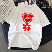 Ropa de verano para mujer, camisetas con estampado de LOVE the letter, camiseta informal para chica, camiseta para mujer 2024 - compra barato