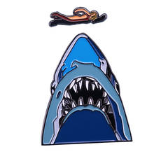 Shark enamel pin popular art decor 2024 - buy cheap