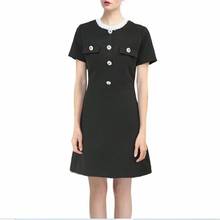 Vestido feminino elegante 2020, roupa de passarela de alta qualidade, mangas curtas, miçangas, patchwork 2024 - compre barato