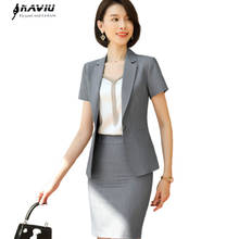 Terno profissional de verão, roupa feminina de manga curta, entrevista, blazer fino e saia, vestuário de escritório para mulheres 2024 - compre barato