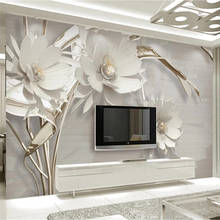 Wellyu-murales personalizados a gran escala, exquisita artesanía 3D, flor estereoscópica, luz de lujo, TV, sofá, Fondo de papel tapiz 2024 - compra barato