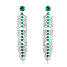 DEELAN High Quality AAA Green Cubic Zircon Long Earrings Sparkling Leaf Shape Drop Women Earrings Lover  Jewelry For The Wedding 2024 - buy cheap