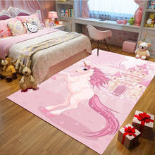 Pink 3D Unicorn Children's Rug Baby Game Crawling Floor Mat Girls Best Loved bedroom decoration Carpets Kids Room play Area Rugs 2024 - buy cheap
