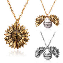 Fashion You Are My Sunshine Sunflower Locket Necklace Pendant Women Jewelry Vintage Flower Couple Party Gifts 2024 - buy cheap