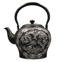 Bule de chá, bule de aço inoxidável, bule de prata, bule de água quente, bule portátil de 1200 ml, conjunto de chá kung fu. 2024 - compre barato