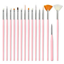 Four Lily 15pcs UV Gel Acrylic Nail Art Brush Tool Set Nail Paint Brush For Manicure Drawing Pen Point Nail Design Painting Pen 2024 - buy cheap