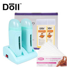 DOLL WAX Roll On Wax Machine Double + Paraffin Wax * 2 + Depilation Paper * 100 Electric Hair Removal Roller Waxing Machine 2024 - buy cheap