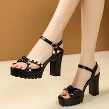 platform sandals women pearls wedding shoes bride summer block high heels sandals women pumps open toe white black heels 2024 - buy cheap