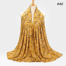 Bufanda gruesa de chifón para mujer, Hijab musulmán impreso, turbantes, turbantes, bufanda larga, bufanda amarilla 2024 - compra barato