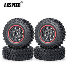 Axspeed 4 pçs beadlock micro rodas de plástico jantes pneus de borracha conjunto para 1/24 rc rastreador carro axial scx24 90081 atualizar peças 2024 - compre barato